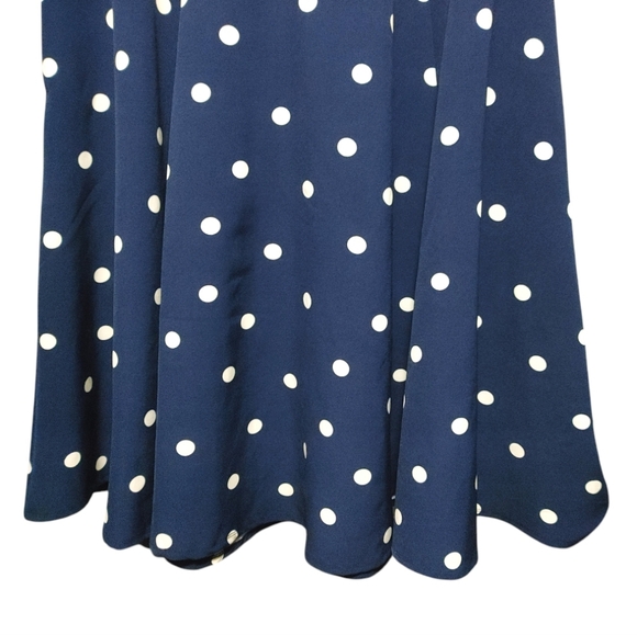 Lane Bryant Navy Polka Dot Lena V Neck Level Hem Midi Dress Womens Plus Size 24 - Picture 8 of 11